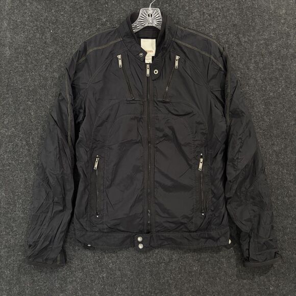 Diesel Jacket Men's Small Black Moto Zip Pockets Stand Collar Zip Cuffs - Picture 1 of 10